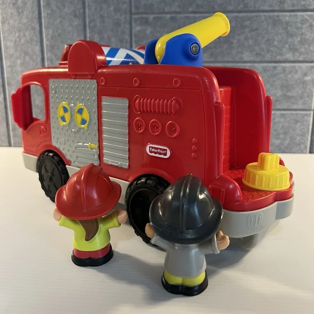 Fisher Price Little People Musical Red Fire Truck Lights & Sound 2 Firefighters